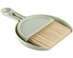 Mini Bezem Blikset - Kleine Schoonmaakset - Bureau Schoonmaken - Zachte Rubberstrip - 18x12.5x1 cm - Groen