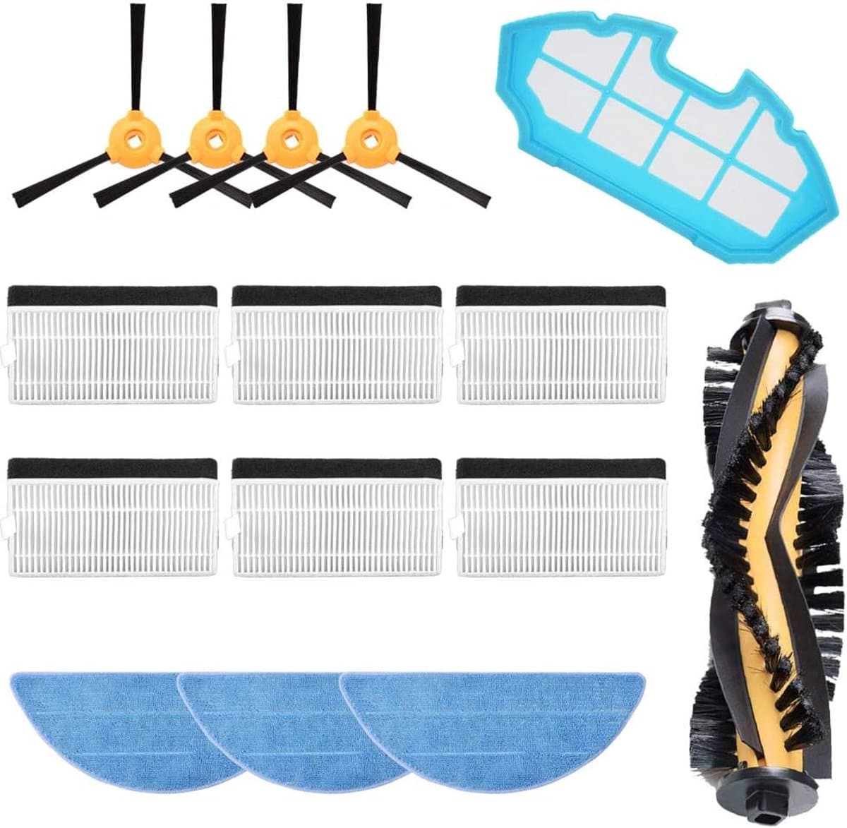 15 stuks - 1 Hoofdborstel, 6 filter met Filterkatoen , 4 zijborstel , 3 dweilen en 1 voorfilter - Voor Ecovacs DEEBOT N79 N79S DN622 DN622.11 500 N79w N79se robotstofzuiger — afbeelding 1