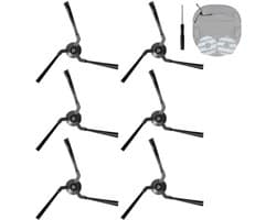 PromoHome 6-delige set zijborstels voor robotstofzuigers - Zachte siliconen borstels met reinigingshulp