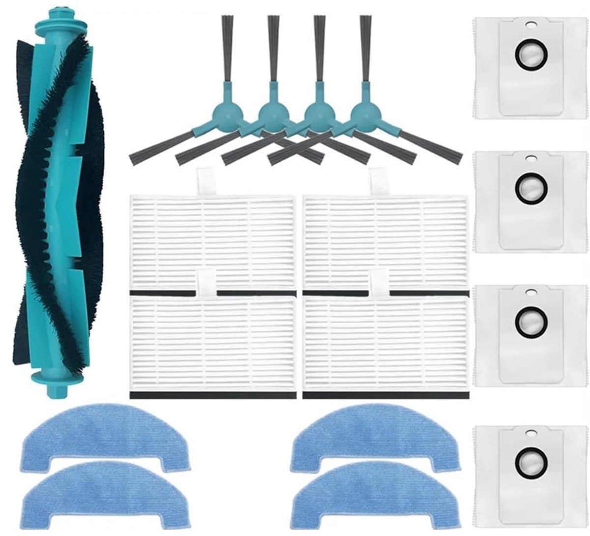 Vervangstukken - geschikt voor Conga 2499 Ultra Home Advanced - 2499 Ultra X-Treme - 2299 Ultra Robotstofzuiger - Accessoireset - voor robotstofzuiger met dweilfunctie - voor robotstofzuiger met laadstation - 17 stuks — afbeelding 1