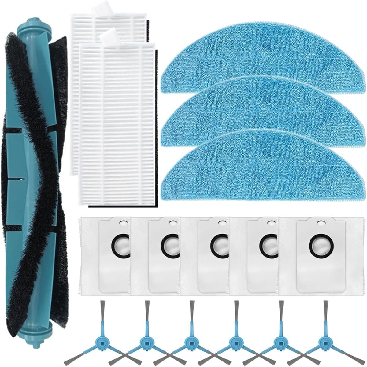 Vervangende onderdelen - geschikt voor Cecotec Conga 8290 Immortal - 7490 Immortal - Accessoireset voor Robotstofzuiger - Stofzuiger Onderdelen - stofzuigeronderdelen - stofzuigerzakken - vacuum cleaner - 17 stuks — afbeelding 1