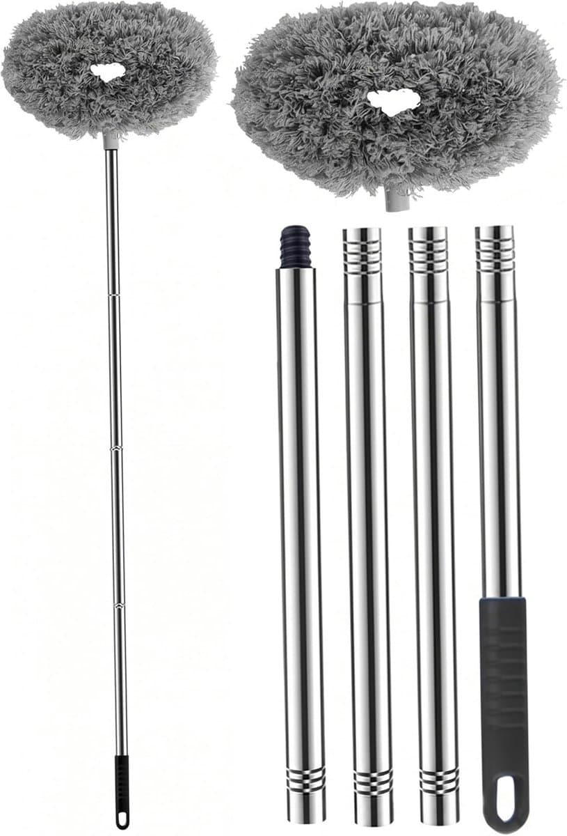 Plafondventilatorreiniger - Ventilatorstofdoek - Huis Reinigen - Uitschuifbare steel - Tot 140 cm - Grijs — afbeelding 1