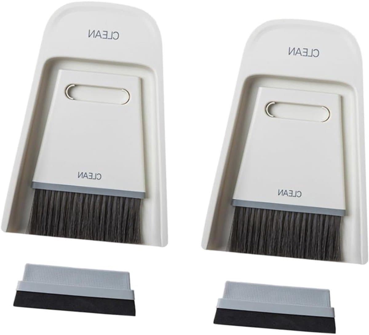 Veegset Stoffer - Mini Bezems - Bureau Schoonmaken - Moeilijke Hoeken - 2 stuks - Wit — afbeelding 1