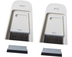 Veegset Stoffer - Mini Bezems - Bureau Schoonmaken - Moeilijke Hoeken - 2 stuks - Wit