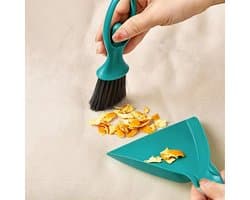 Kleine Stoffer Blik - Bureau Bezem - Snel Opruimen - Ergonomisch Handvat - 11x23.5 cm - Groen
