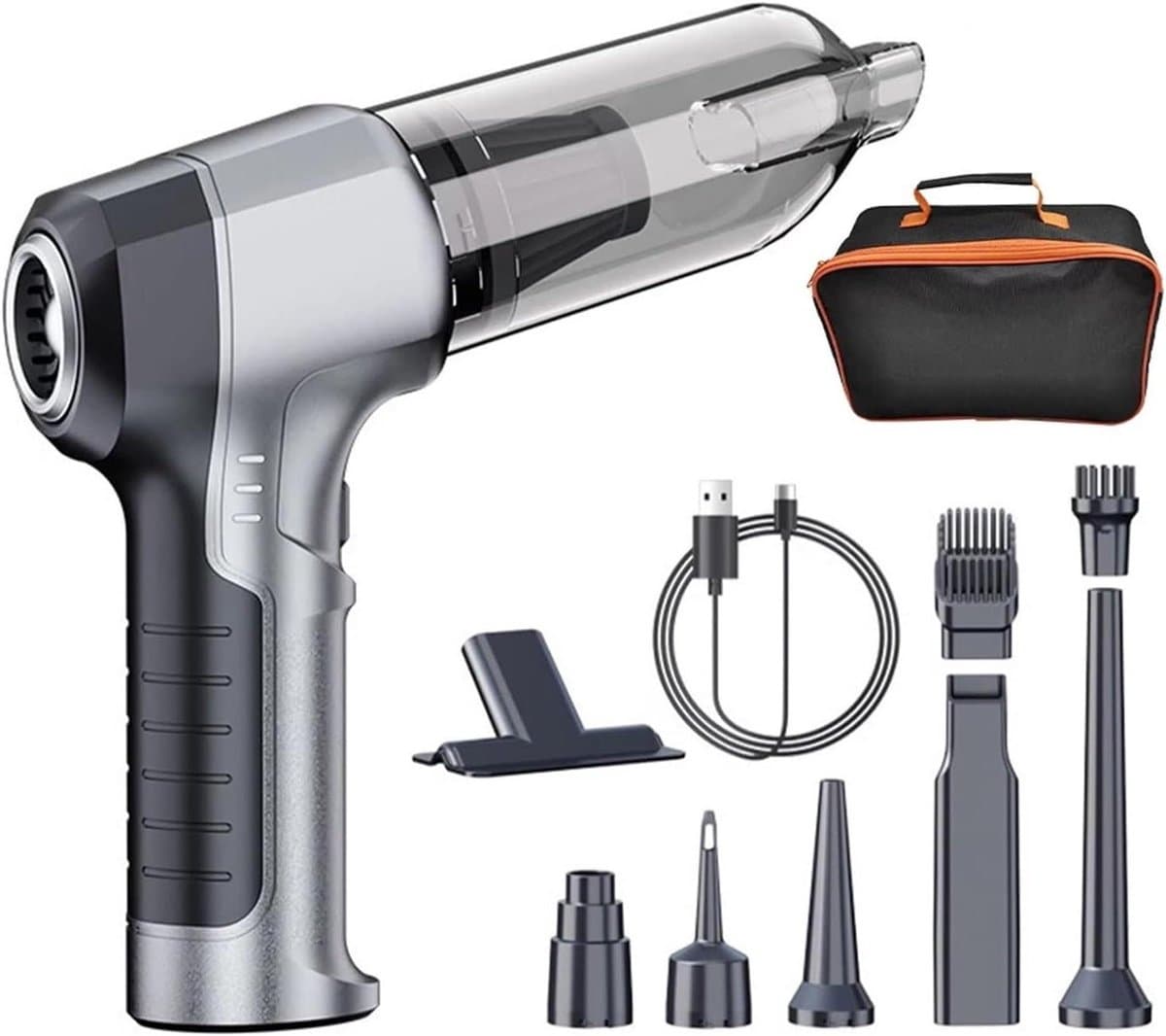 Draagbare Stofzuiger - Handreiniger - Auto Interieur - Sterke Zuigkracht - 500 Gram Capaciteit - Zilver — afbeelding 1