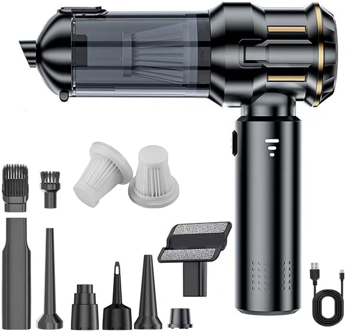 Draagbare Stofzuiger - Handstofzuiger Accu - Auto Keuken Schoon - 4-in-1 Blazen Zuigen - 22000 Pa - Zwart — afbeelding 1
