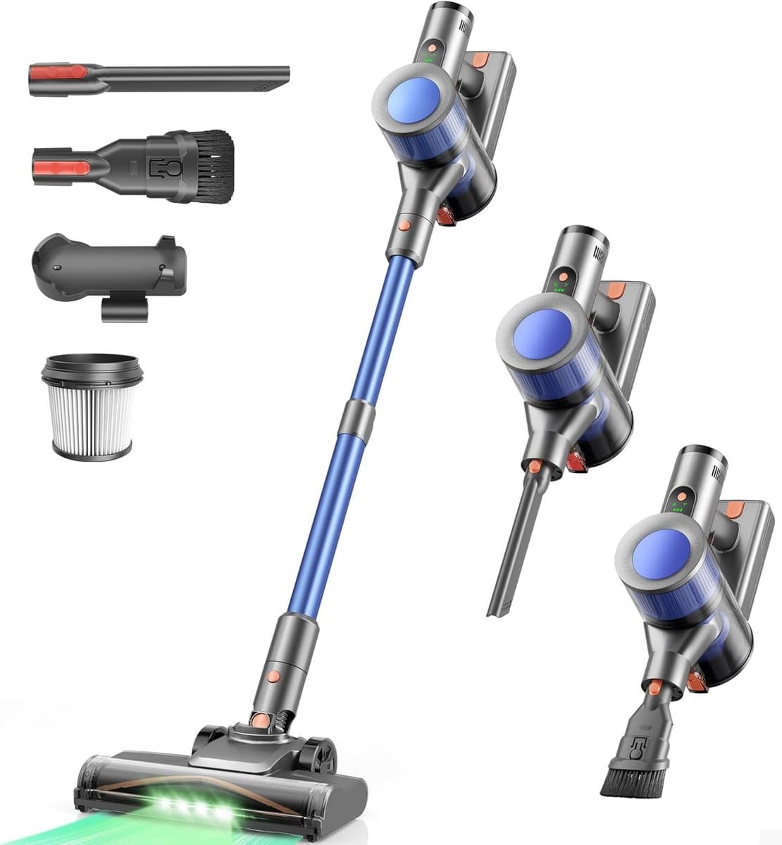 Draadloze Stofzuiger - Steelstofzuiger Elektrische Bezems - Gemakkelijk Huis Schoonmaken - 45KPa Zuigkracht - 12 Liter Capaciteit - Blauw Grijs — afbeelding 1