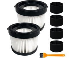 Twee sets vervangende HEPA-filtersGeschikt voor DCV501HB en DCV5011H. Filters voor draadloze handstofzuigers, inclusief 4 schuimrubberen filterhoezen en 1 borstel.