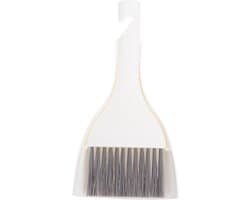 Mini Bezem Stoffer - Kleine Schoonmaakset - Bureau Schoonmaken - Compact Ontwerp - 19.5 cm Lengte - Wit