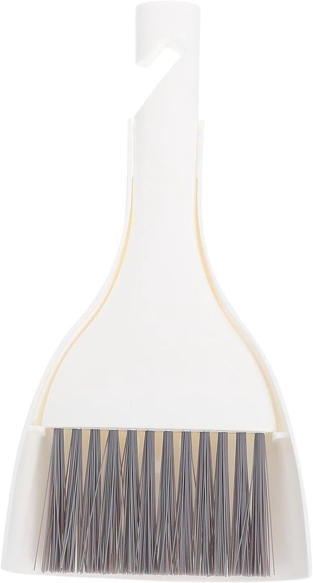 Mini Bezem Stoffer - Kleine Schoonmaakset - Bureau Schoonmaken - Compact Ontwerp - 19.5 cm Lengte - Wit — afbeelding 1