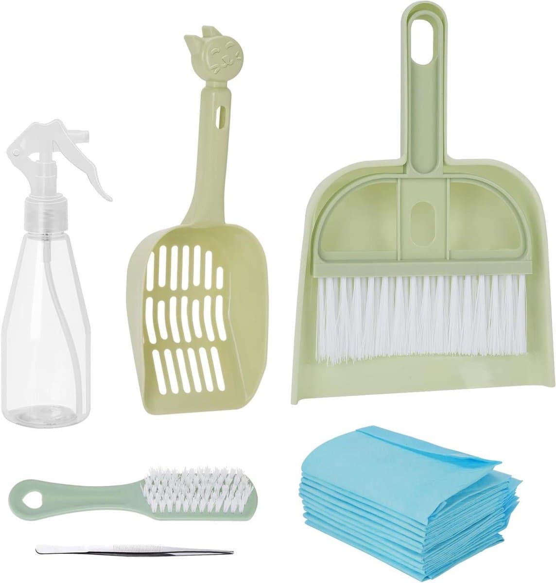 Veegschep Set - Mini Bezem - Huisdier Reiniging - Compact Ontwerp - 24 cm Pakket - Grijs — afbeelding 1