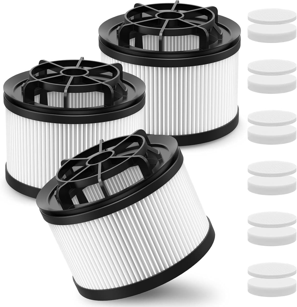 3-delige Filterset + 6 Voor/Achtermotorfilters - Geschikt voor Levoit LVAC 200 Draadloze Stofzuigers (LSV-V201F-WUS) — afbeelding 1