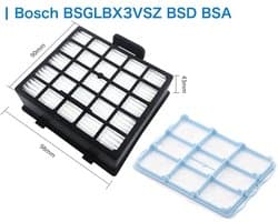 Geschikt voor Bosch Siemens stofzuigers BSGLBX3VSZ, BSD, BSA filters, HEPA-filters en accessoires.