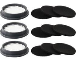3 Pack Filters en 9 Pack Sponsfilters Vervanging voor Draadloze Stofzuiger Accessoires - ORFELD B08/C10A/C10G Serie