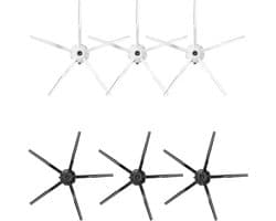 Vervangende siliconen zijborstels - 3 x zwarte + 3 x wit - Geschikt voor Roborock T7S, T7S PLUS, G20, G10, G10S, G10S PRO, G10S PURE, S7, S7MAXV ULTRA, T8, Q7+, Q7 MAX+ en S8 - Robotstofzuigers - set van 6 stuks