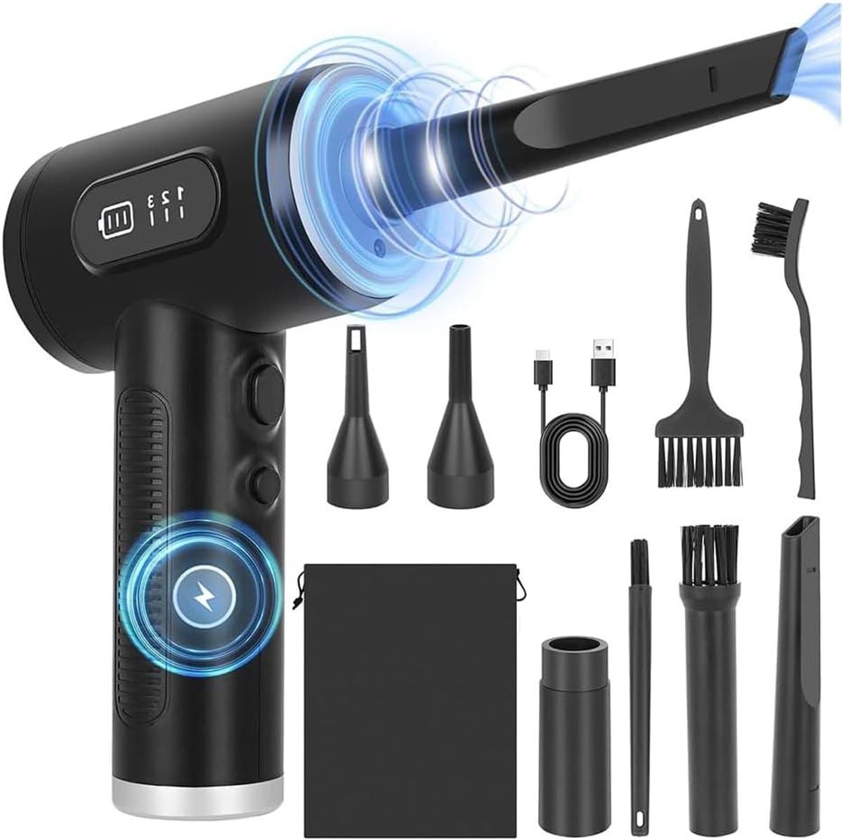 Elektrische Plumeau - Stofzuiger Ventilator - Grondig Reinigen - 3 Snelheden Instelbaar - 6000 mAh Batterij - Zwart — afbeelding 1