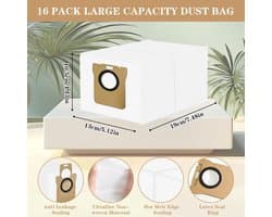Pack of 16 Dust Bags - Large Capacity Replacement Vacuum Cleaner Bags - Compatible with L10s Ultra L10 Ultra L20 Ultra S10 PLUS S10 Pro Plus S10 PRO S20 PRO X10 - Accessory Set