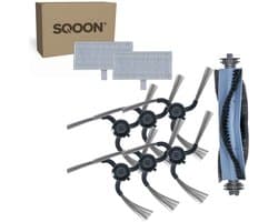 SQOON® vervangingsset geschikt voor Eufy C10 robotstofzuiger - 9-delige onderhoudskit met HEPA-filters, zijborstels en borstelrol