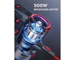 Steelstofzuiger - Vacuum Cleaner - Draadloze Stofzuiger- Kruimeldief Snoerloos - 500W - 50KPa - Handstofzuiger - 1.5L Stofreservoir - Verwijderbare Batterij - Ideaal voor Huisdieren en Thuisgebruik
