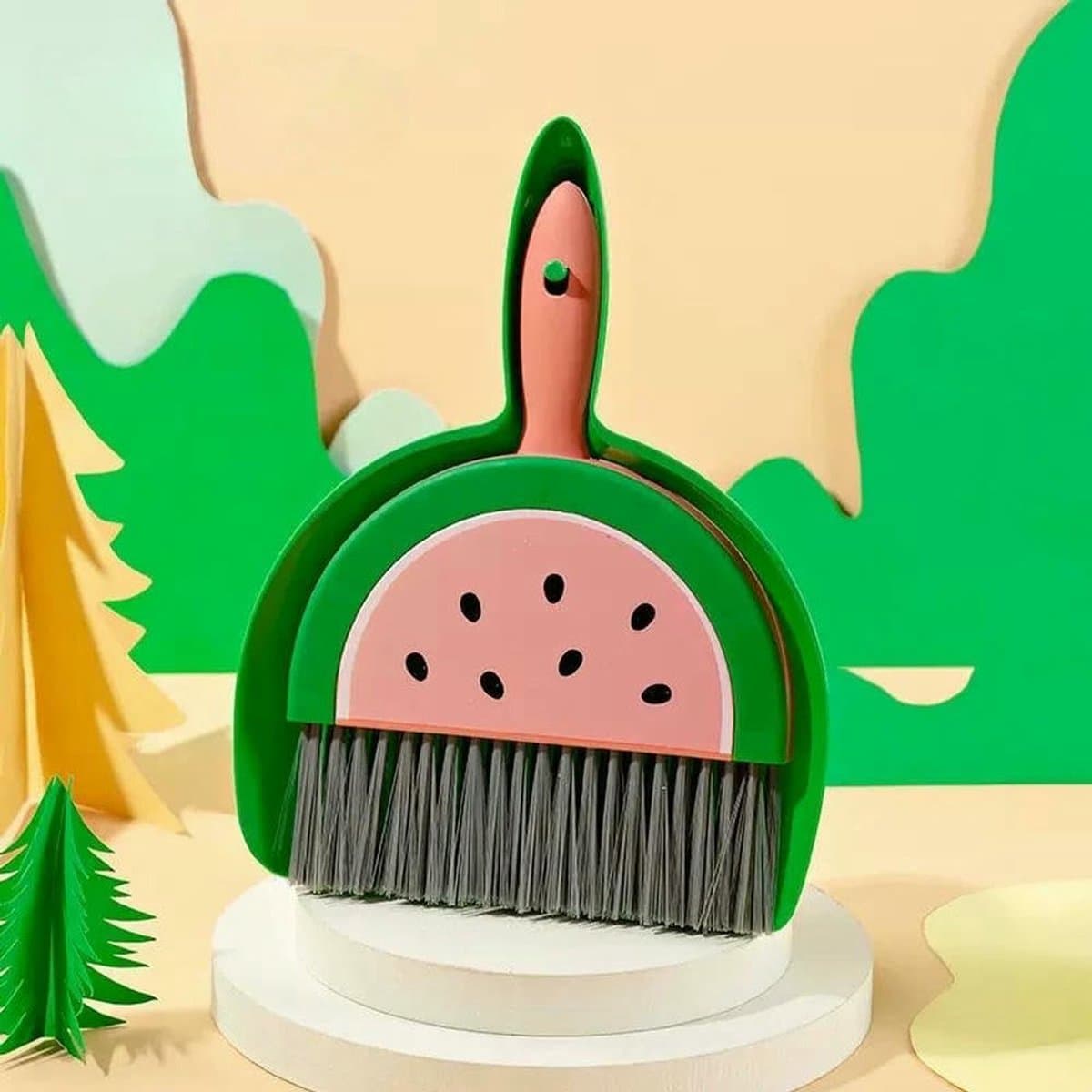 Kleine Bezem Stofblik Set - Reinigingsset Tafel - Bureau Schoonmaken - Duurzaam Materiaal - Kleine Afmeting - Blauw — afbeelding 1