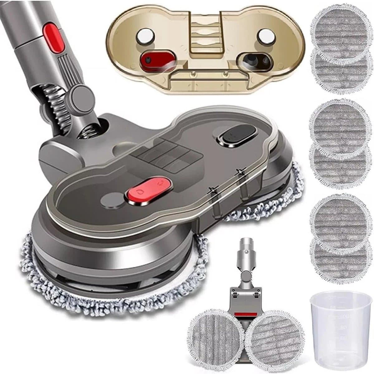 Nat- en droogdweilaccessoire voor Dyson V7 V8 V10 V11 V15 - Gemotoriseerde dweilkop en vloerborstelaccessoire - Huishoudelijke vloerreiniging - Inclusief 6 dweildoeken — afbeelding 1