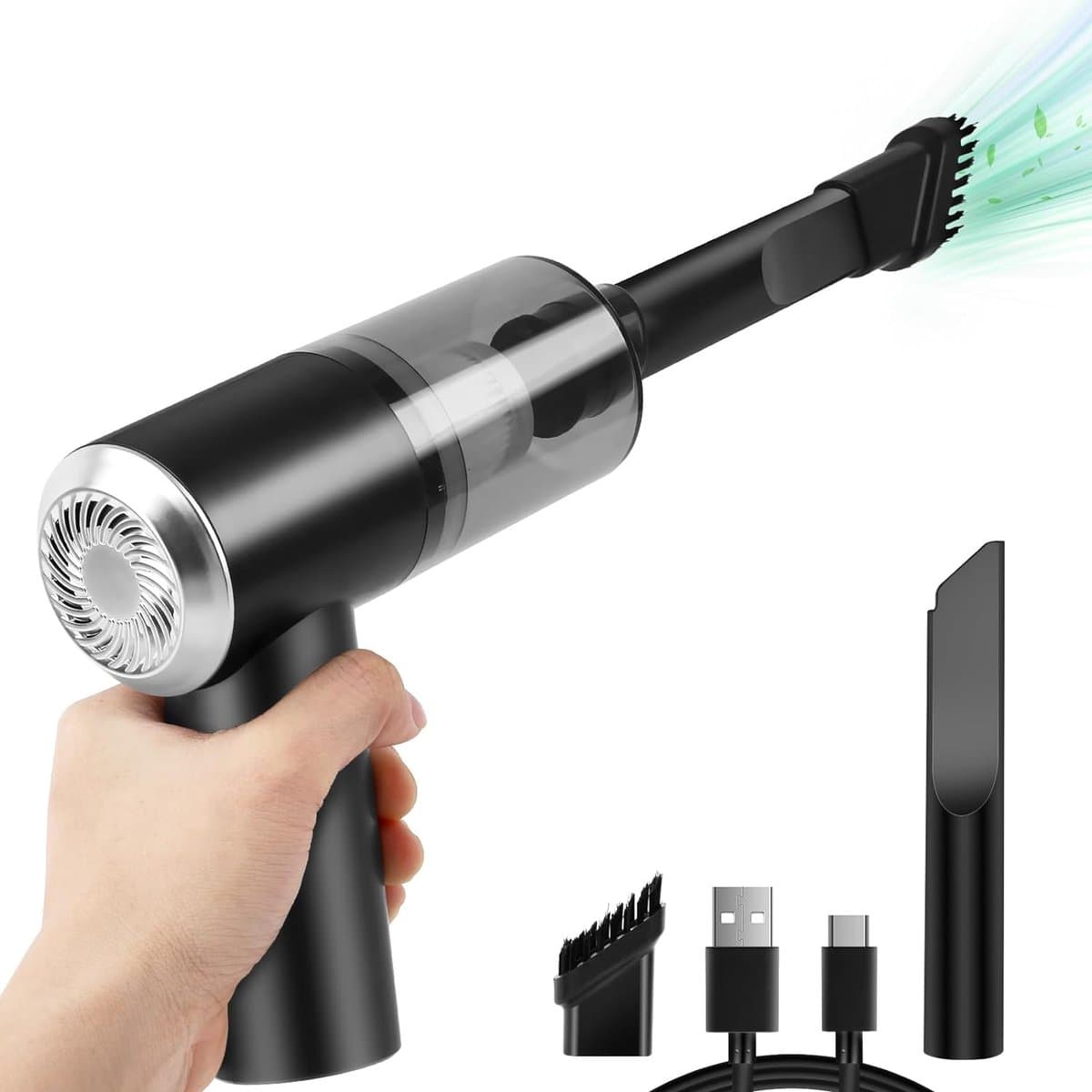 Draadloze Mini Handstofzuiger met LED en USB Oplaadbaar - Compact en Draagbaar voor Tafel, Toetsenbord en Auto — afbeelding 1