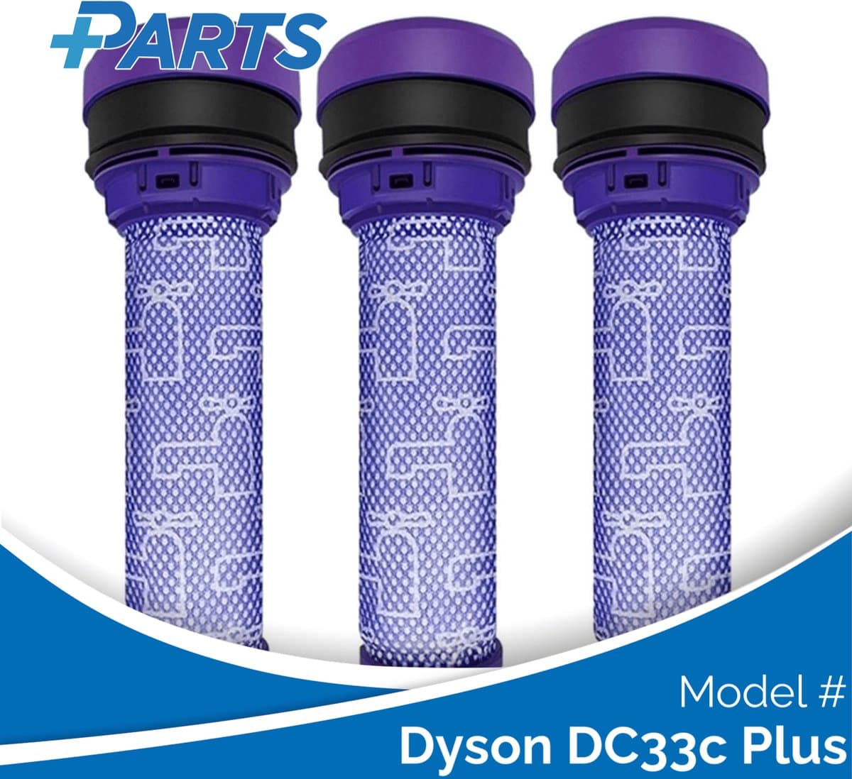Dyson DC33c Plus Filters (3 Stuks, Plus.Parts® alternatief voor 923413-01) — afbeelding 1