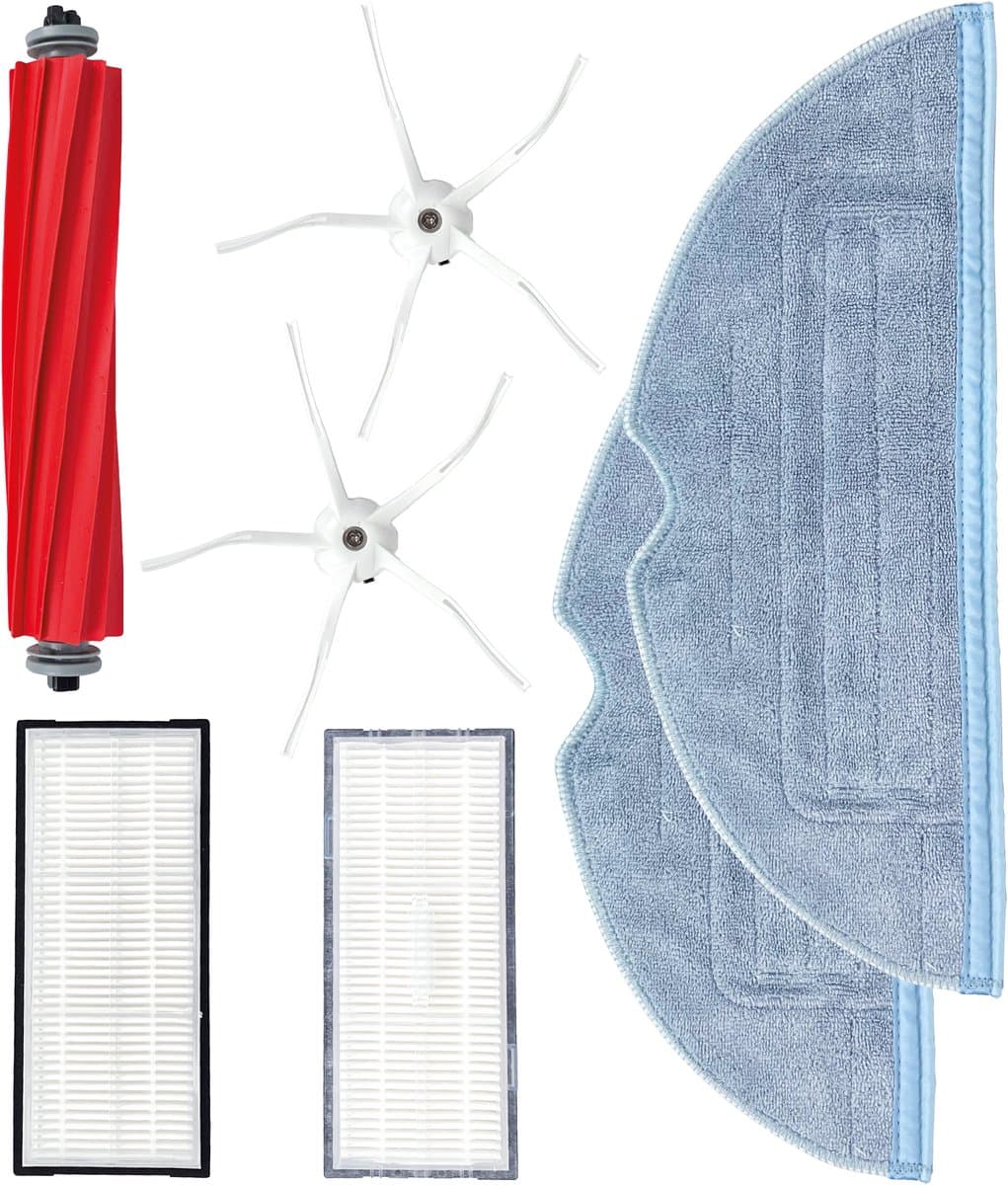 PARTS4® Robotstofzuiger vervangingsset geschikt voor Roborock S7, T7, T7 Plus serie | 7-delige set met middenborstel, zijborstel (2 x), filter (2 x), mop doeken (2 x) — afbeelding 1