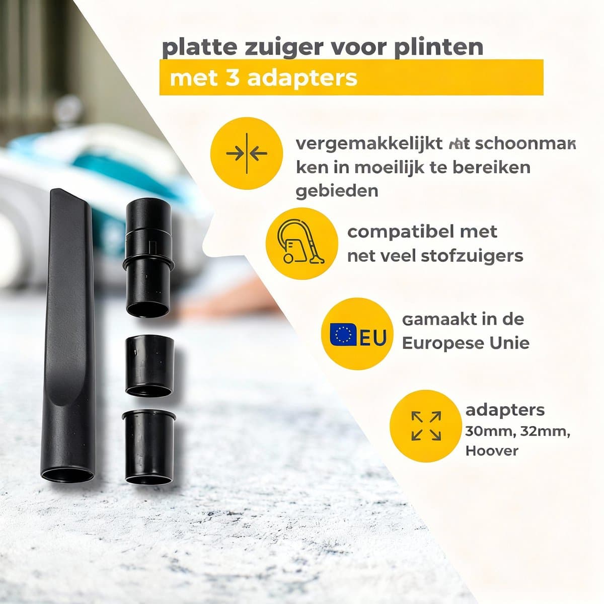 Platte zuigmond voor plinten compatibel met veel TopFilter stofzuigers — afbeelding 1