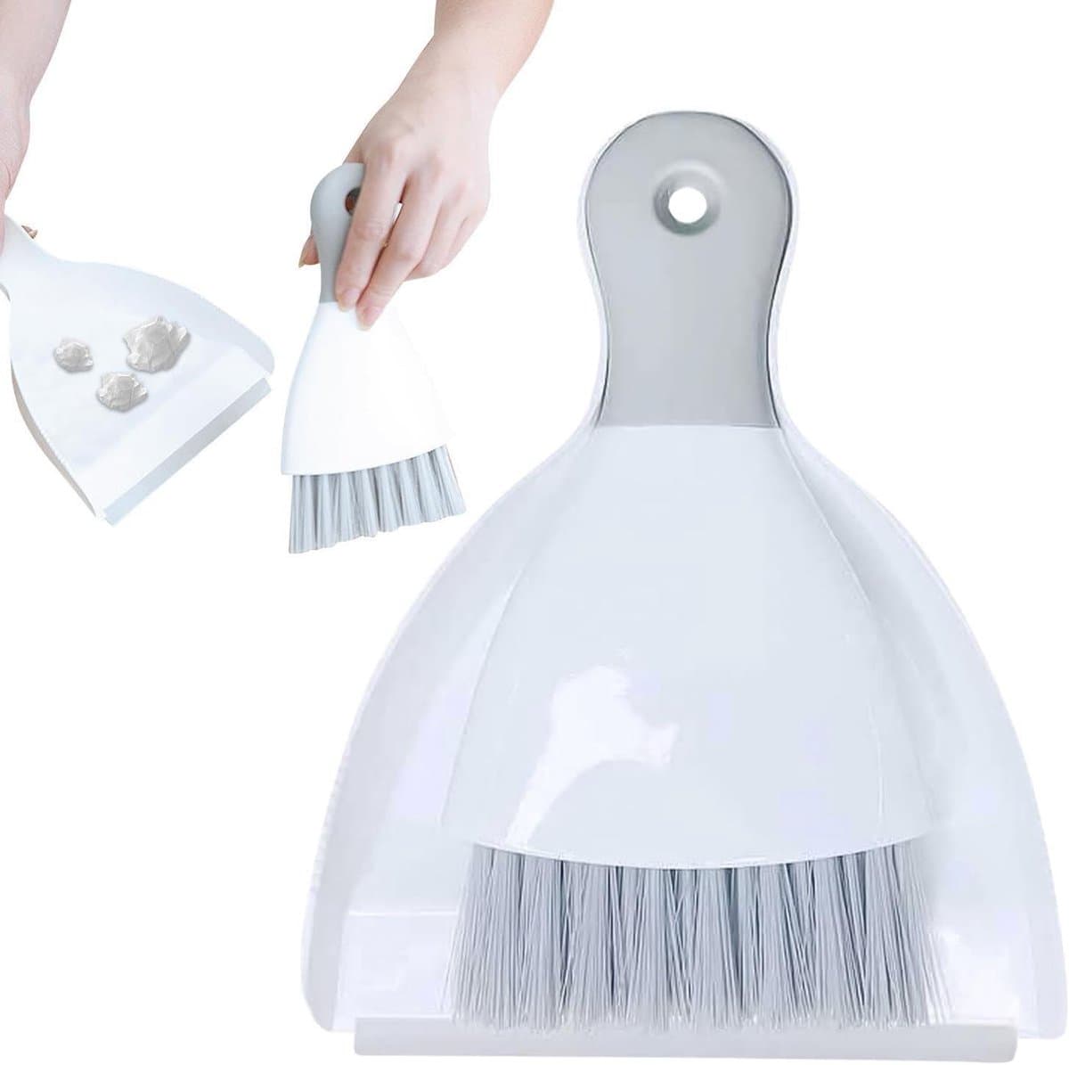 Mini Bezem Stofpan - Reinigingsset - Kleine Oppervlakken Schoonmaken - Geïntegreerde Set - Compact Formaat - Grijs — afbeelding 1