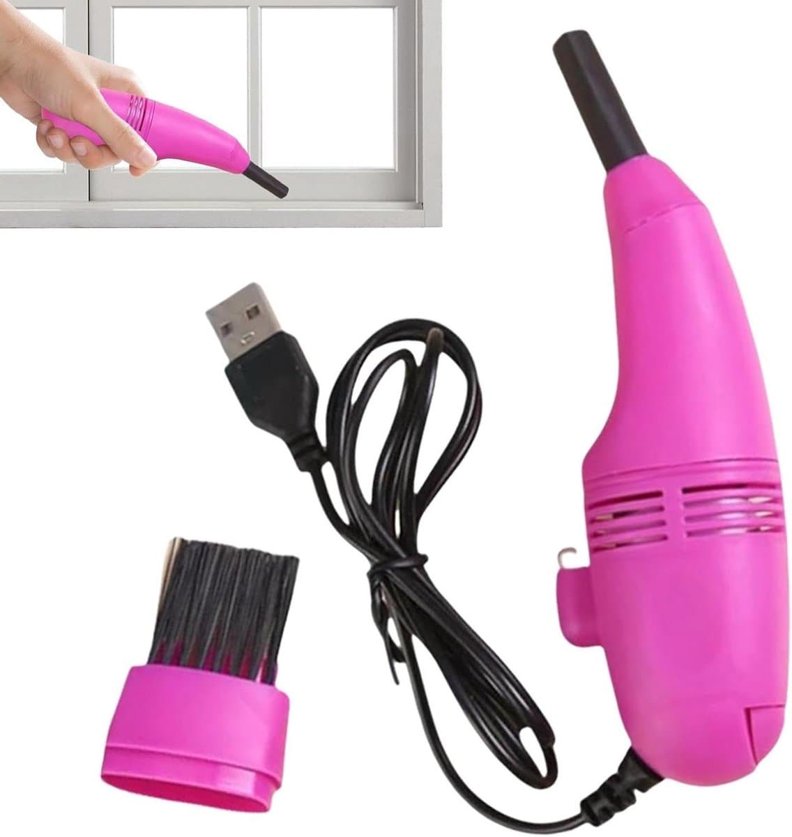 Mini Stofzuiger - Draadloze Cleaner - Toetsenbord Reinigen - USB Oplaadbaar - 19.7 cm - Roze — afbeelding 1