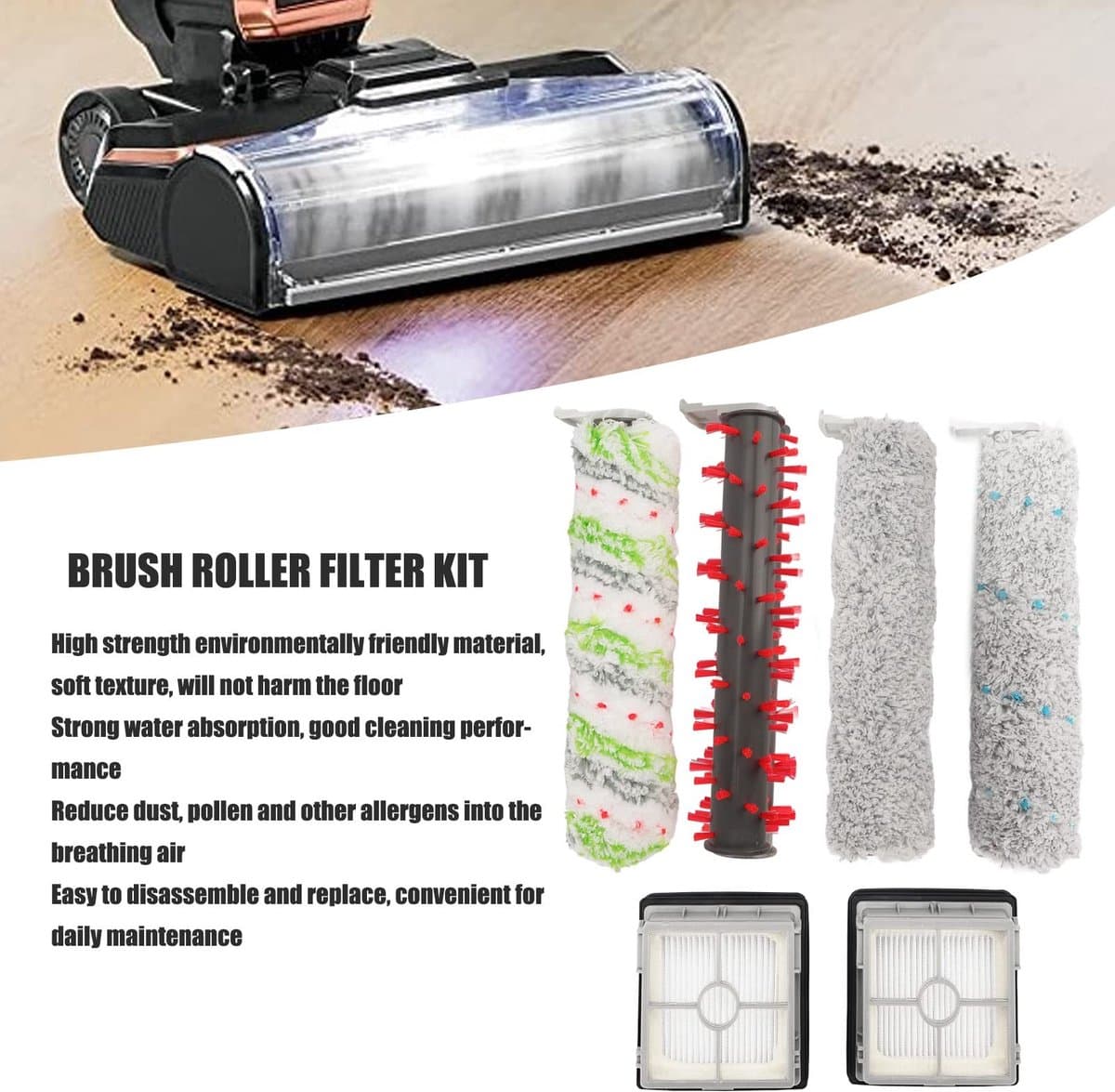 Dailygoods- Borstelrol Vervangend - Filter - Stofzuigeraccessoires - Geschikt voor X7 3350F/2832Z/2955Z - Hoge reinigingsefficiëntie - Sterke wateropname — afbeelding 1