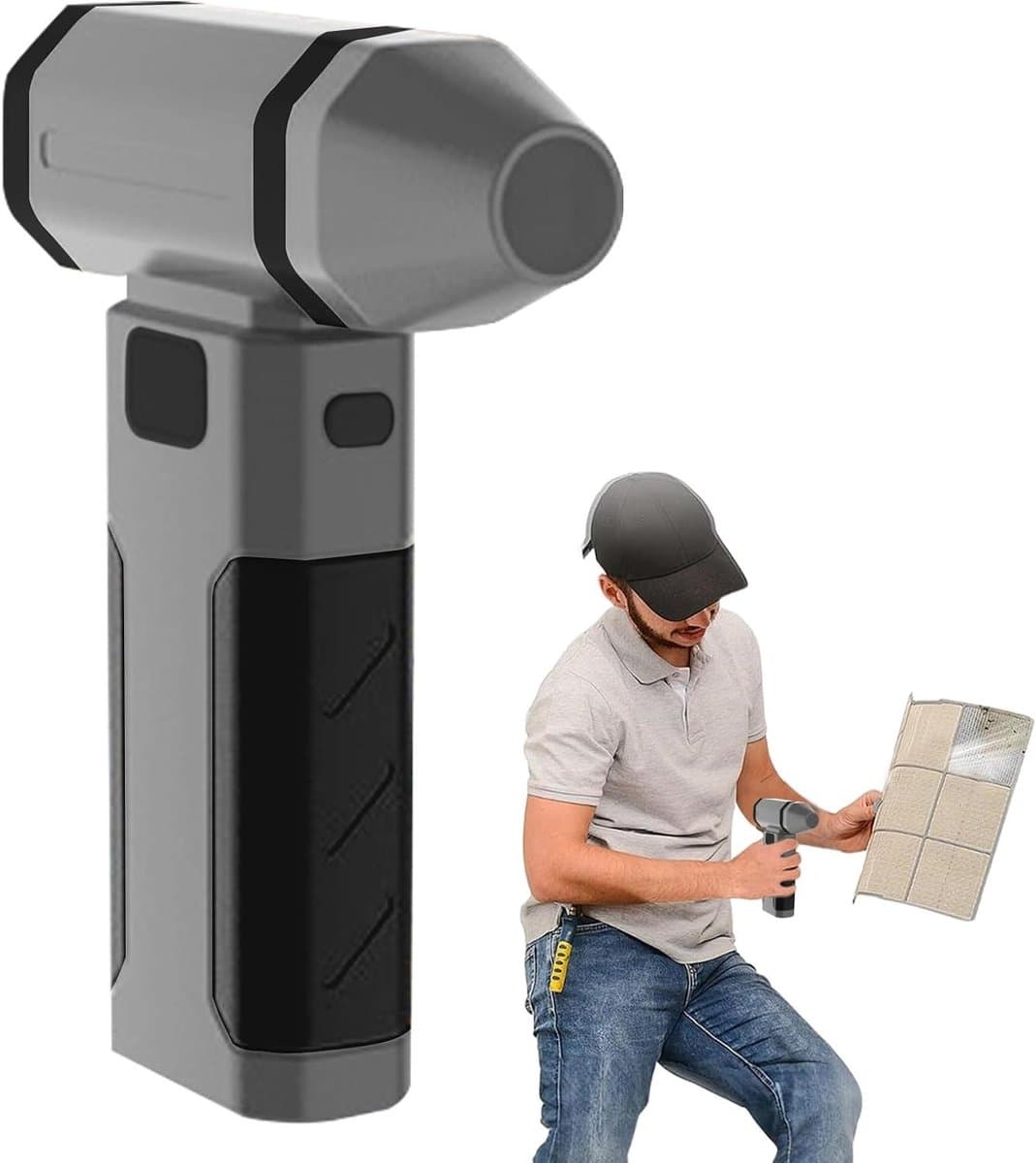 Elektrische Luchtblazer - Oplaadbare Stofblazer - Apparaten Schoonmaken - Borstelloze Motor - 16.5 cm Lengte - Grijs — afbeelding 1