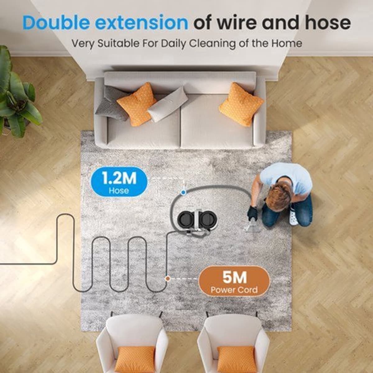 Draagbare Tapijtreinigingsmachine 600W-EU Plug - 600 Watt Vermogen - 1.5 Liter Inhoud - Kunststof Materiaal - Voor Stoffen Banken En Tapijten — afbeelding 1