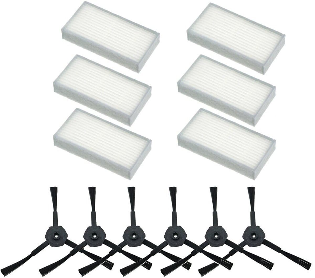 Geschikt voor 6x zijborstel + 6x HEPA-filter Geschikt voor CHUWI ilife v5s v5 x5 ilife V3s v3s pro v3l v5s — afbeelding 1