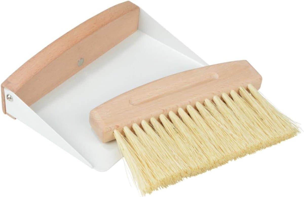 Tafelbezem en schep - Mini veegset - Snelle reiniging - Duurzame sisalborstels - 15.5 x 11 cm - Bruin wit — afbeelding 1
