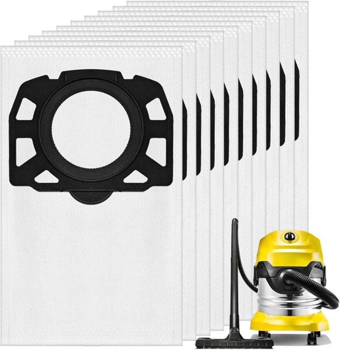 Stofzuigerzakken voor natte en droge stofzuiger - 10 stuks - geschikt voor Kärcher WD4 WD5 WD6 - Vervangende zakken voor WD 4.000 tot WD 5.999 SW 5.100 SE 6.100 - 2.863-006.0 — afbeelding 1