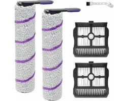 GELLDG Vervangende rolborstels - Geschikt voor Rowenta X-Clean 10 en Narwal S20 Pro nat- en droogstofzuigers - inclusief 2 rolborstels, 2 filters en 1 reinigingsborstel.