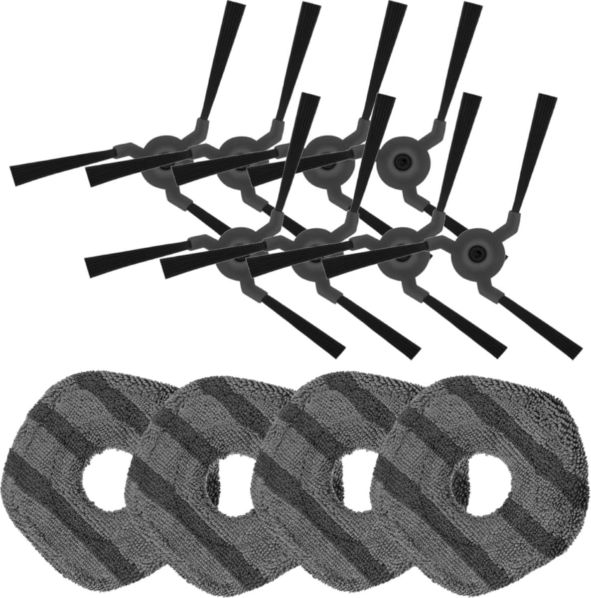 8x Zijborstel, 4x dweilpad geschikt voor Eufy X9 Pro, X10 Pro Omni Robotstofzuiger, Wasbare Microvezel Mopdoeken, Herbruikbare Accessoires Set — afbeelding 1