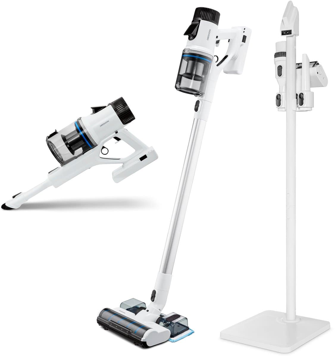 MEDION P400 W steelstofzuiger met wisfunctie (snoerloos, zakloos, cycloontechnologie, 400 watt, 2-in-1 steelstofzuiger, handstofzuiger, oplaadbare batterij, stofsensor, HEPA H13, LED-touchdisplay, bor — afbeelding 1