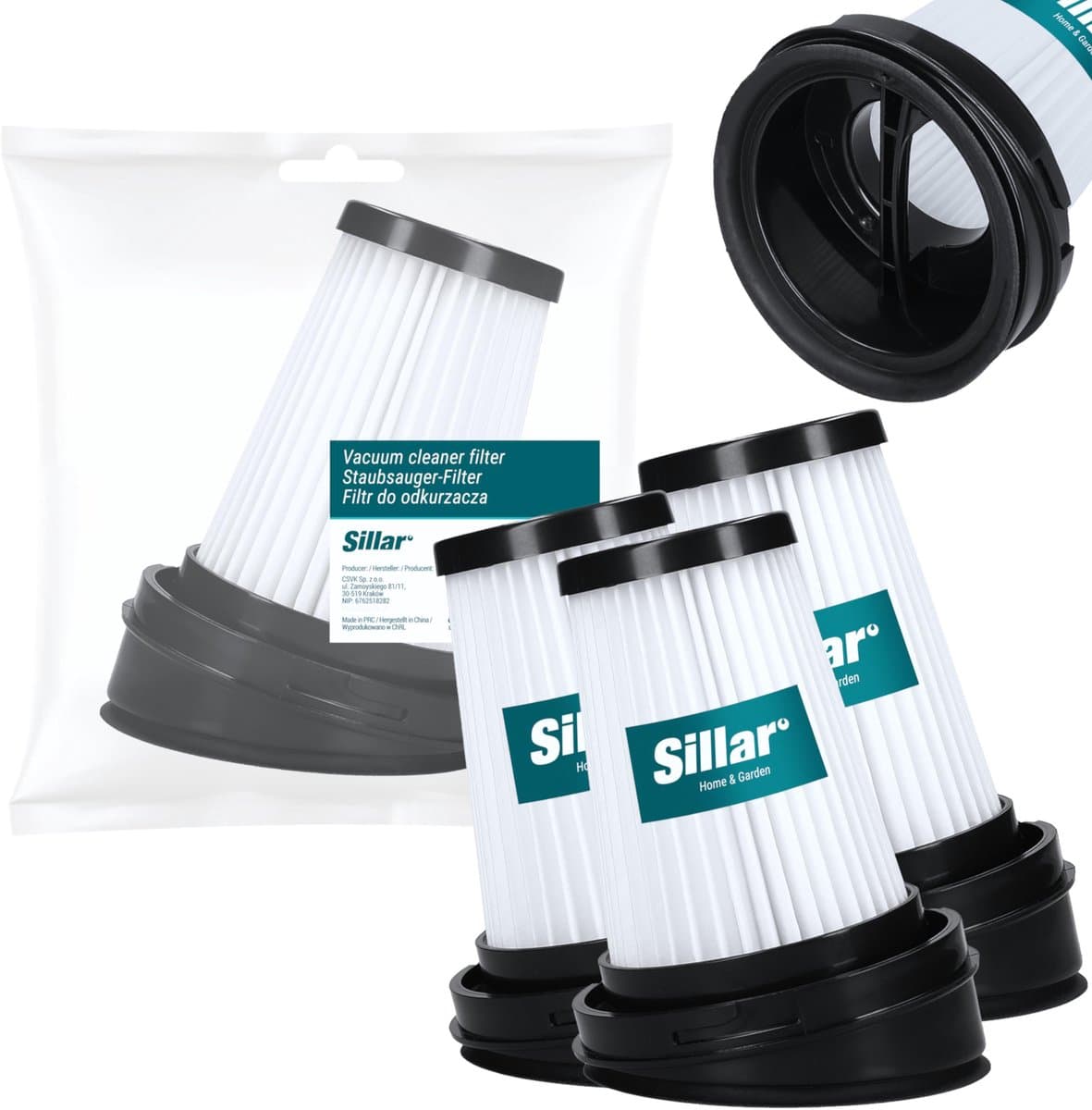 Sillar, filter voor stofzuiger, geschikt voor staande stofzuigers van Gorenje, ETA, Grundig, vervanging voor filters 9178008590 / 573575 / ETA044900020, 3 stuks — afbeelding 1