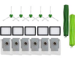 18 onderdelen geschikt voor iRobot Roomba i7 i7+ i3 i3+ i4 i4+ i5 i5+ i6 i6+ i8 i8+ E5 E6 E7 - stofzuigeronderdelen - 6 stofzuigerzakken / 5 HEPA-filter / 5 zijborstel / 2 wals