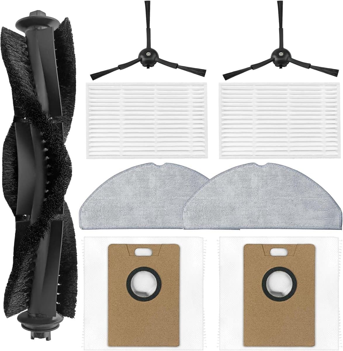 9 stuks - 1 hoofdborstels, 2 filters, 2 dweildoeken, 2 zijborstels en 2 stofzakken - Voor Tapo RV30 Max Plus / RV30 Max / RV20 Max Plus / RV20 Max robotstofzuigers — afbeelding 1