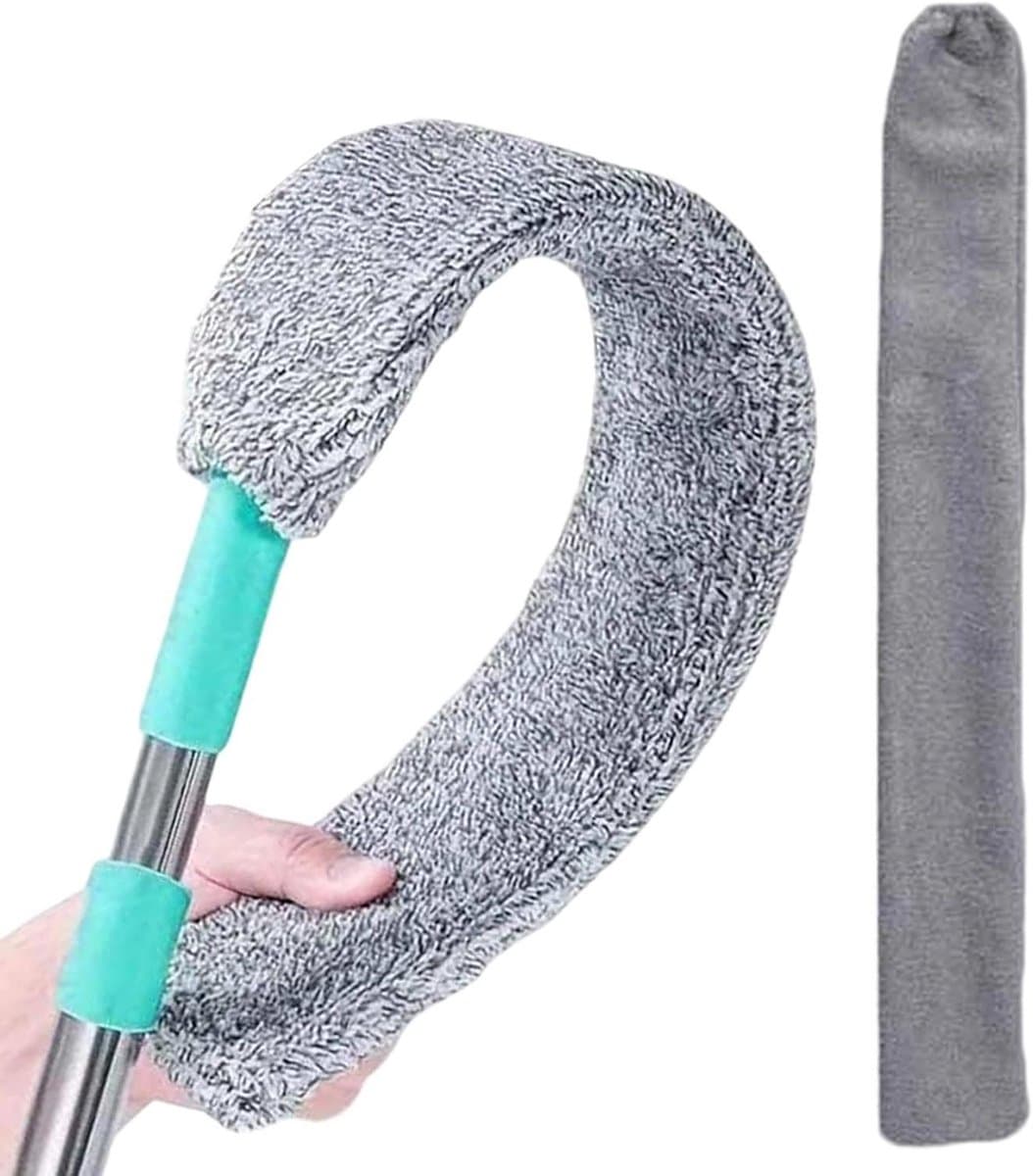 Microfiber Stofwisser - Stofmop Lange Steel - Stofvrij Huis - Buigbare Platte Kop - Uitschuifbaar - Grijs — afbeelding 1