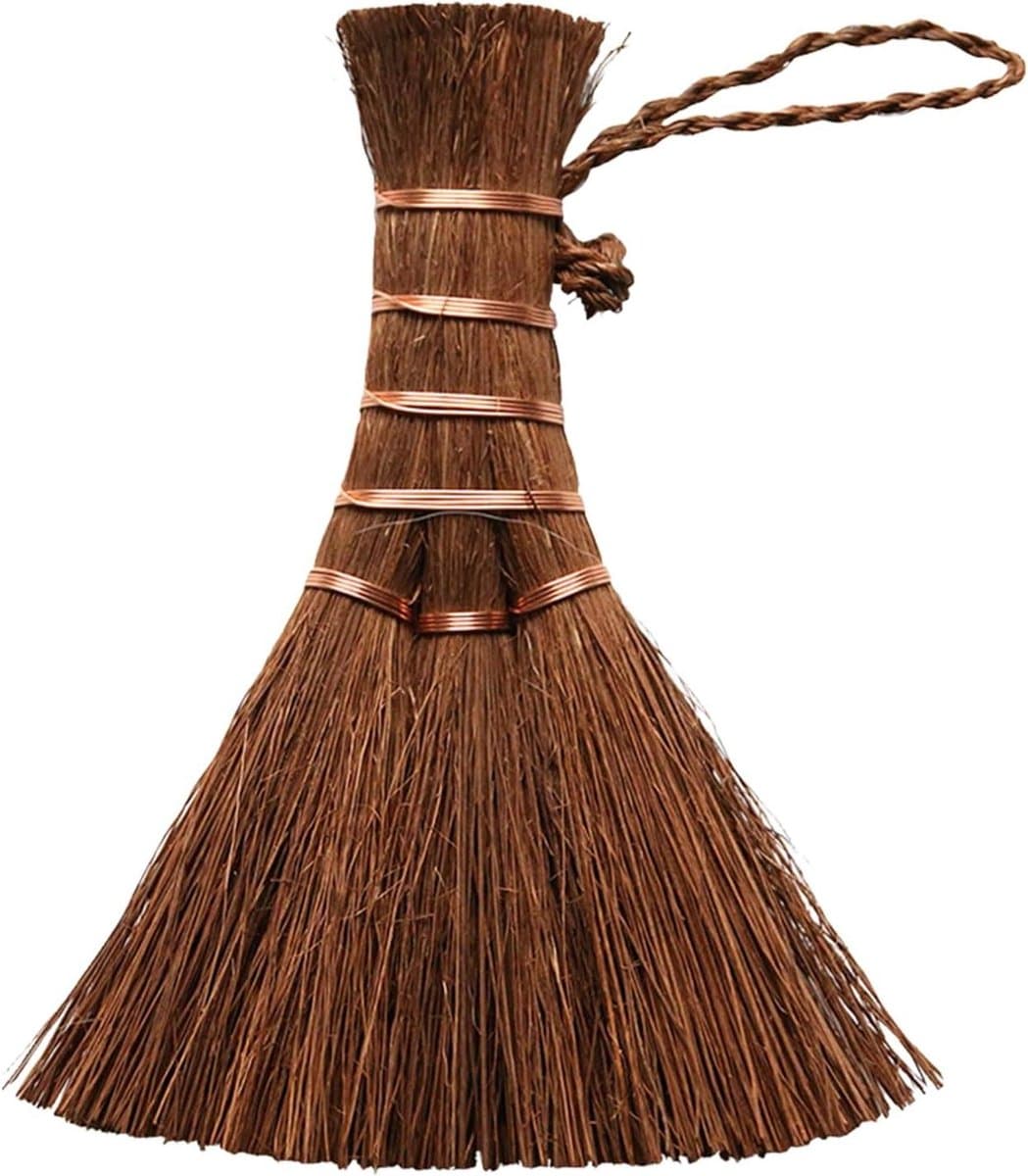 Mini Palm Bezem - Handveger - Bureau Reinigen - Handgebonden Borstels - 14 cm - Bruin — afbeelding 1