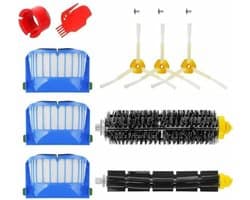 Accessoirekits Geschikt voor de iRobot Roomba 600, 671, 692, 694, 697, 698, 650, 651, 660 en 690 series, inclusief borstels, filterrollen en onderdelen.