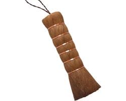 Handveger Palmvezel - Kruimelveger Tafel - Kleine oppervlakken reinigen - Handgemaakt met koperdraad - 14 cm - Bruin