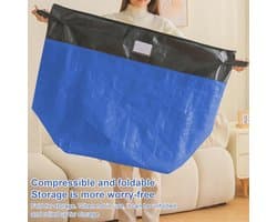 Grote Verhuiszakken - Opbergzakken Kleding - Spullen Opslaan - Versterkte Handvatten - 50x40x70cm - Blauw