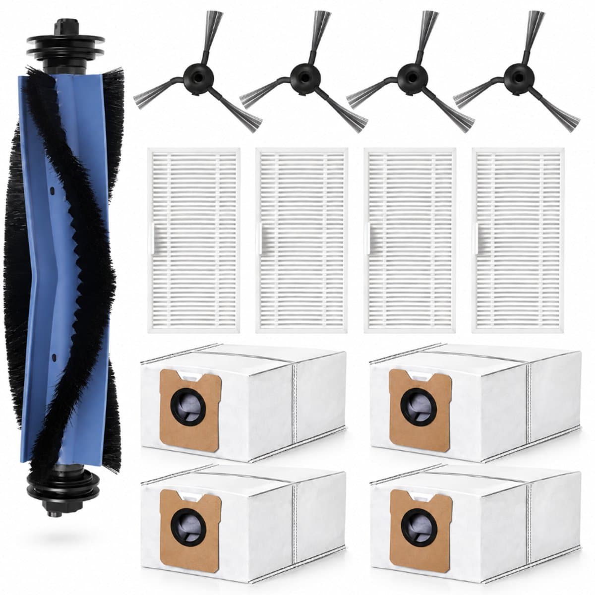 Robotstofzuiger Accessoireset 13 Stuks - Geschikt voor Eufy C10 - 1 Hoofdborstel, 4 Zijborstels, 4 Filters & 4 Stofzakken — afbeelding 1